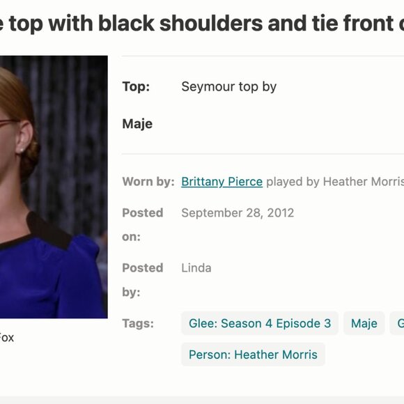 Maje Seymour Royal Blue Blouse with Black Trim - Size 1 (Small) - Picture 3 of 9